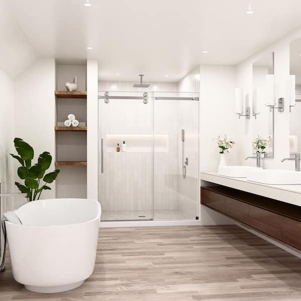 SHAAMA Lumina 60 in. W x 80 in. H Sliding Fully Frameless Shower