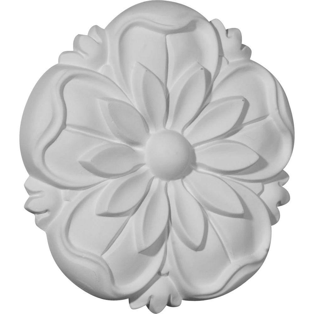Primed Gray Round Floral Rosette Accent Piece