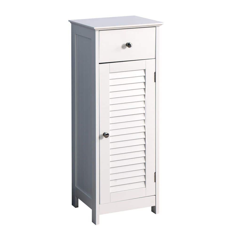 11.81 in. W x 12.60 in. D x 34.25 in. H White Bathroom Wall Cabinet Linen Cabinet with Drawer