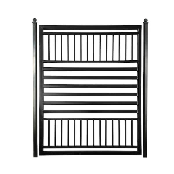 4 ft. x 5 ft. Barcelona Style Black Steel Pedestrian Fence Gate