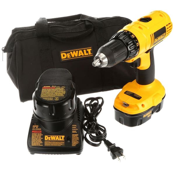 DEWALT 18-Volt NiCd Cordless 1/2 in. Compact Drill/Driver Kit with (2) Batteries 1.2Ah, Charger and Contractor Bag