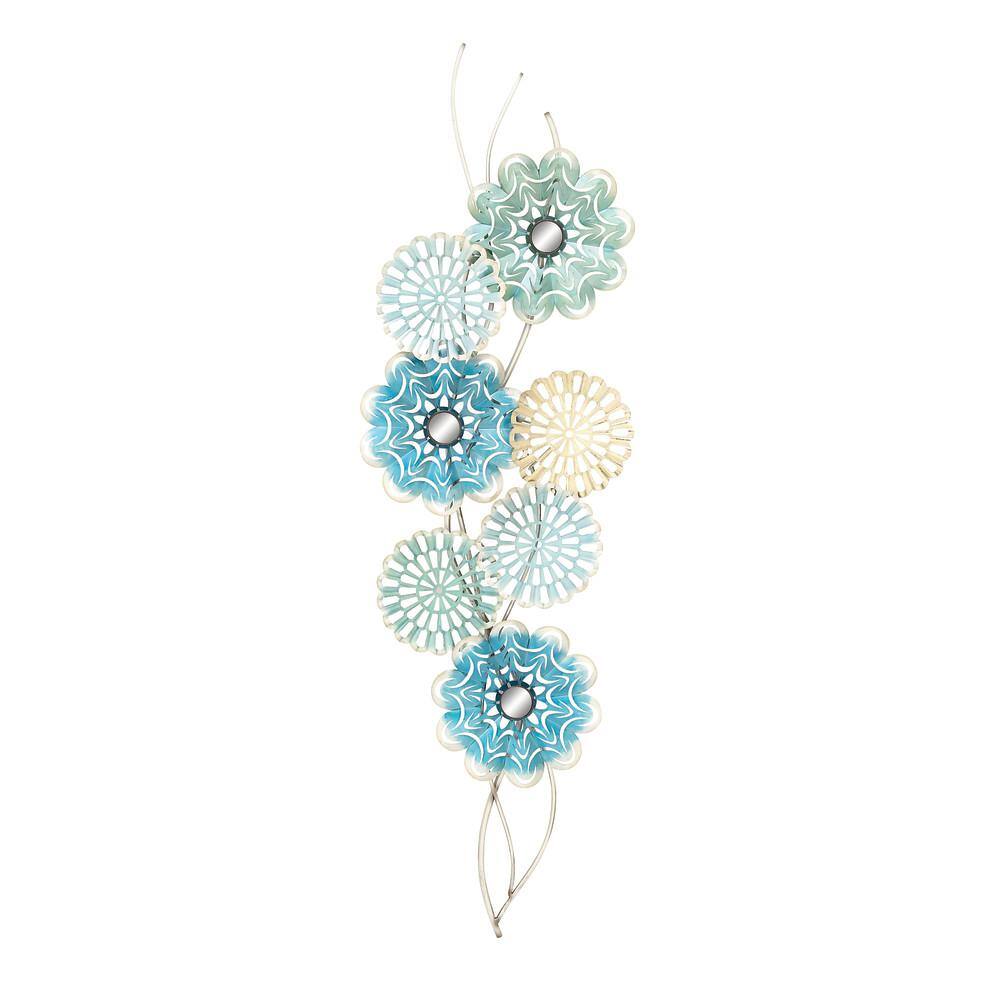 Blue and Gold Floral Metal Wall Decor, 71"