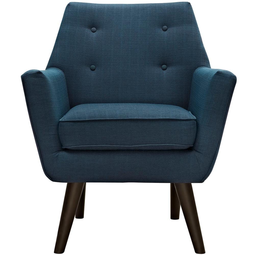 Azure Mid-Century Modern Button-Tufted Accent Chair