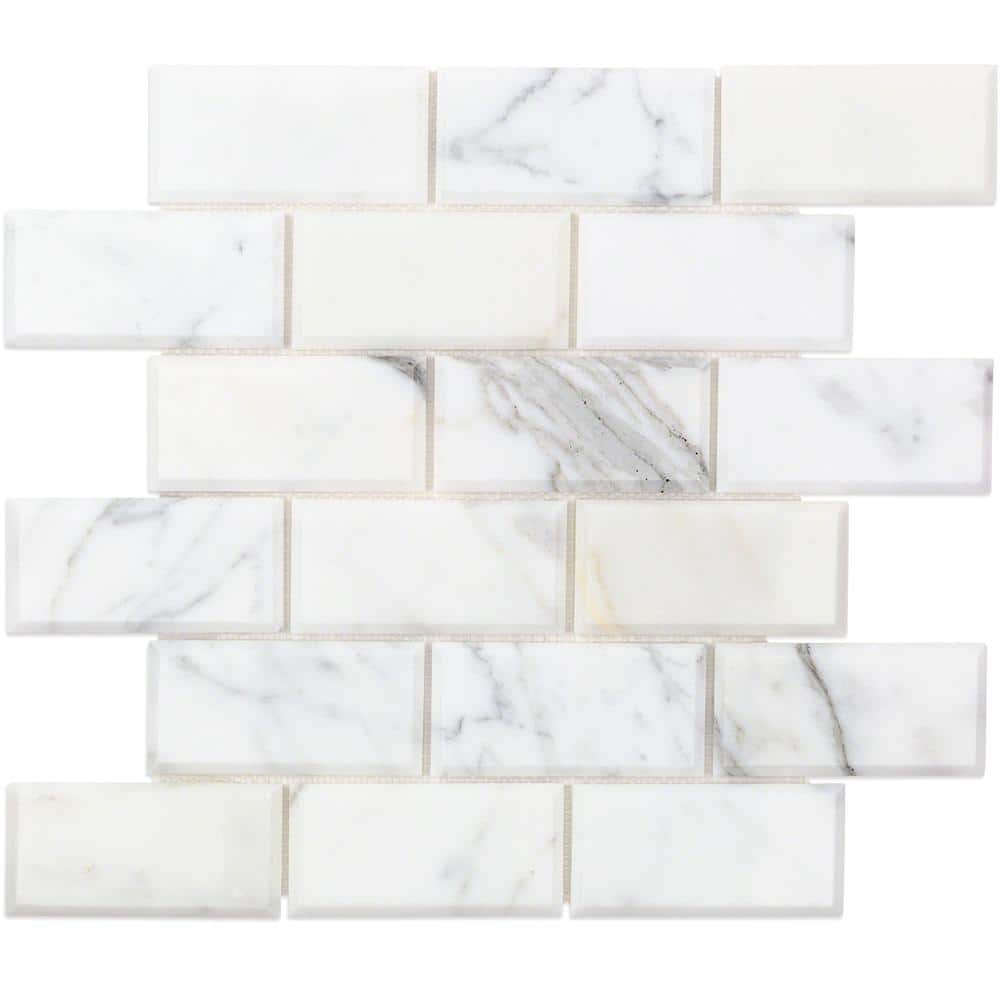 Calacatta Beveled 3 in. x 6 in. Polished Marble Subway Tile Sample price history on PriceWatchPro