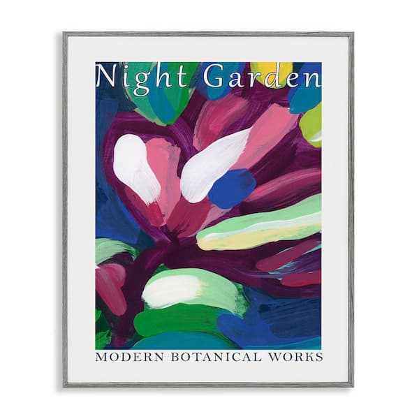 Stupell Industries Night Garden Abstract by June Erica Vess Gray Framed Abstract Giclee Art Print 20 in. x 16 in.