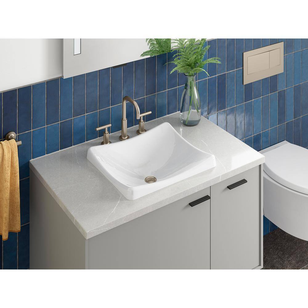 DemiLav White Cast Iron Rectangular Above-Counter Bathroom Sink