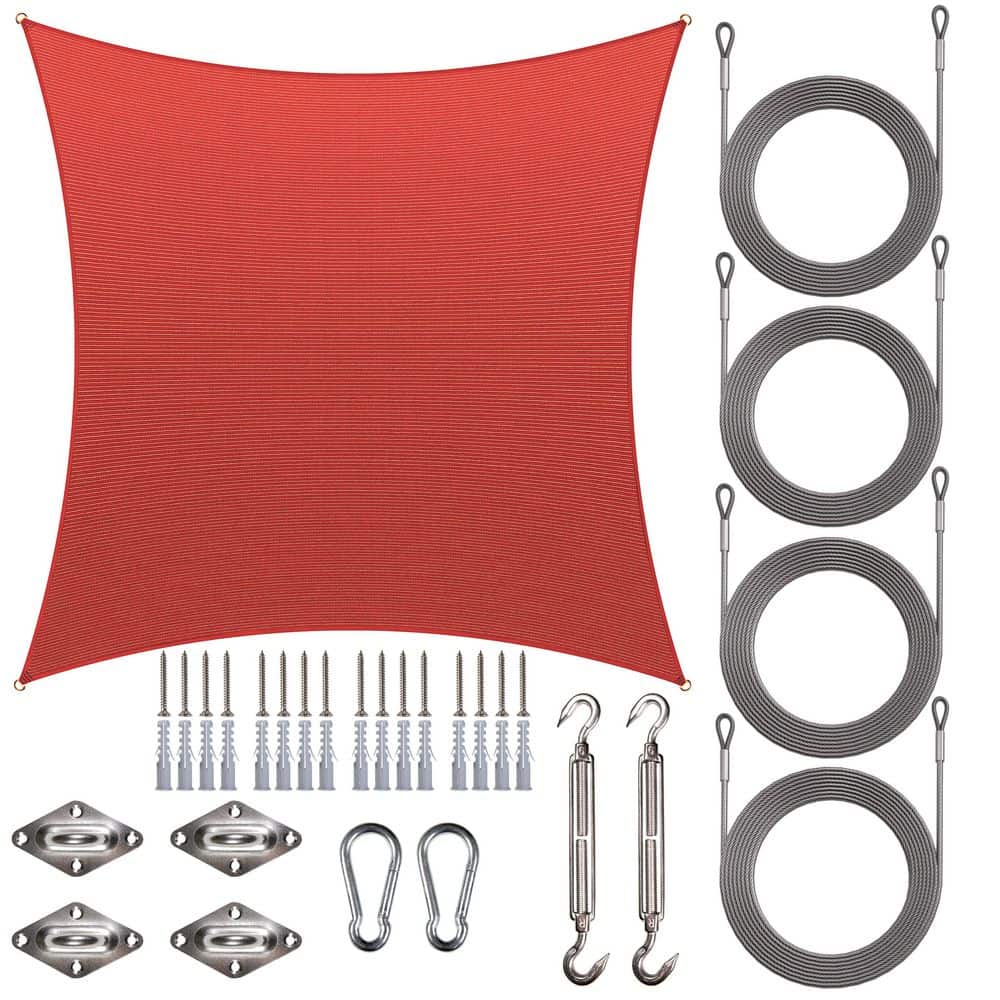 10 ft. x 10 ft. Square Sun Shade Sail with Hardware Kit and Rope-Red price history on PriceWatchPro
