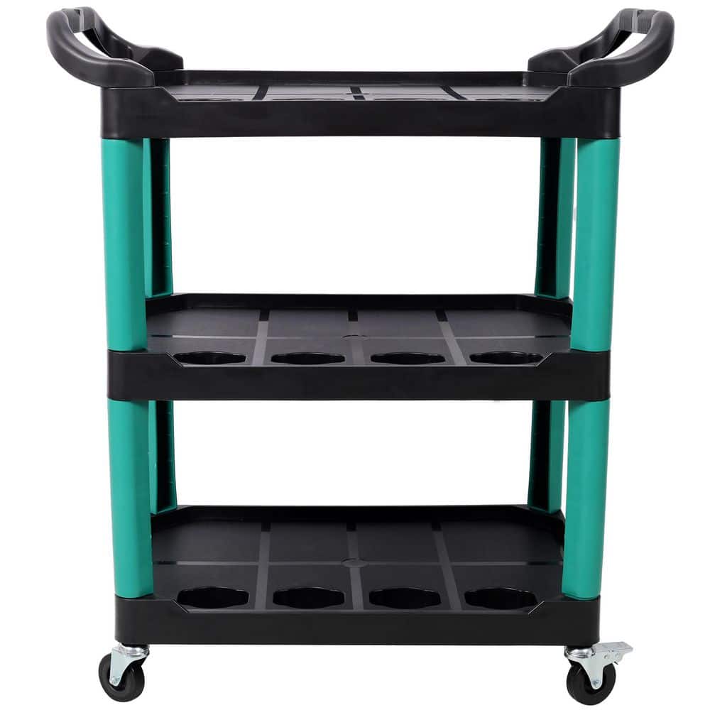 17 in. W 3-Shelf Green and Black Plastic Tool Cart with Spray Bottle Holders and Lockable Casters price history on PriceWatchPro