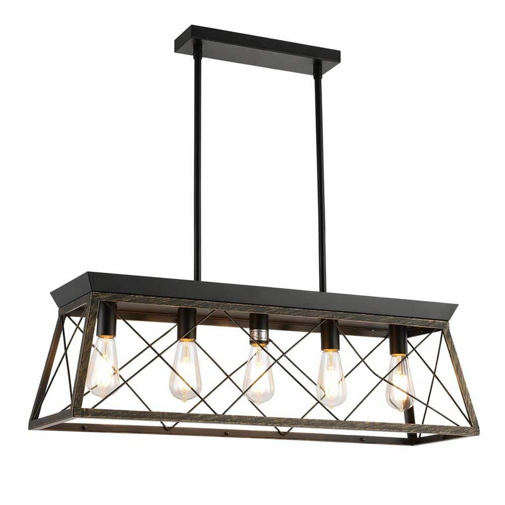 5-Light Iron Cage Kitchen Island Lighting Chandelier, Industrial Linear Pendant Light for Dining Room price history on PriceWatchPro