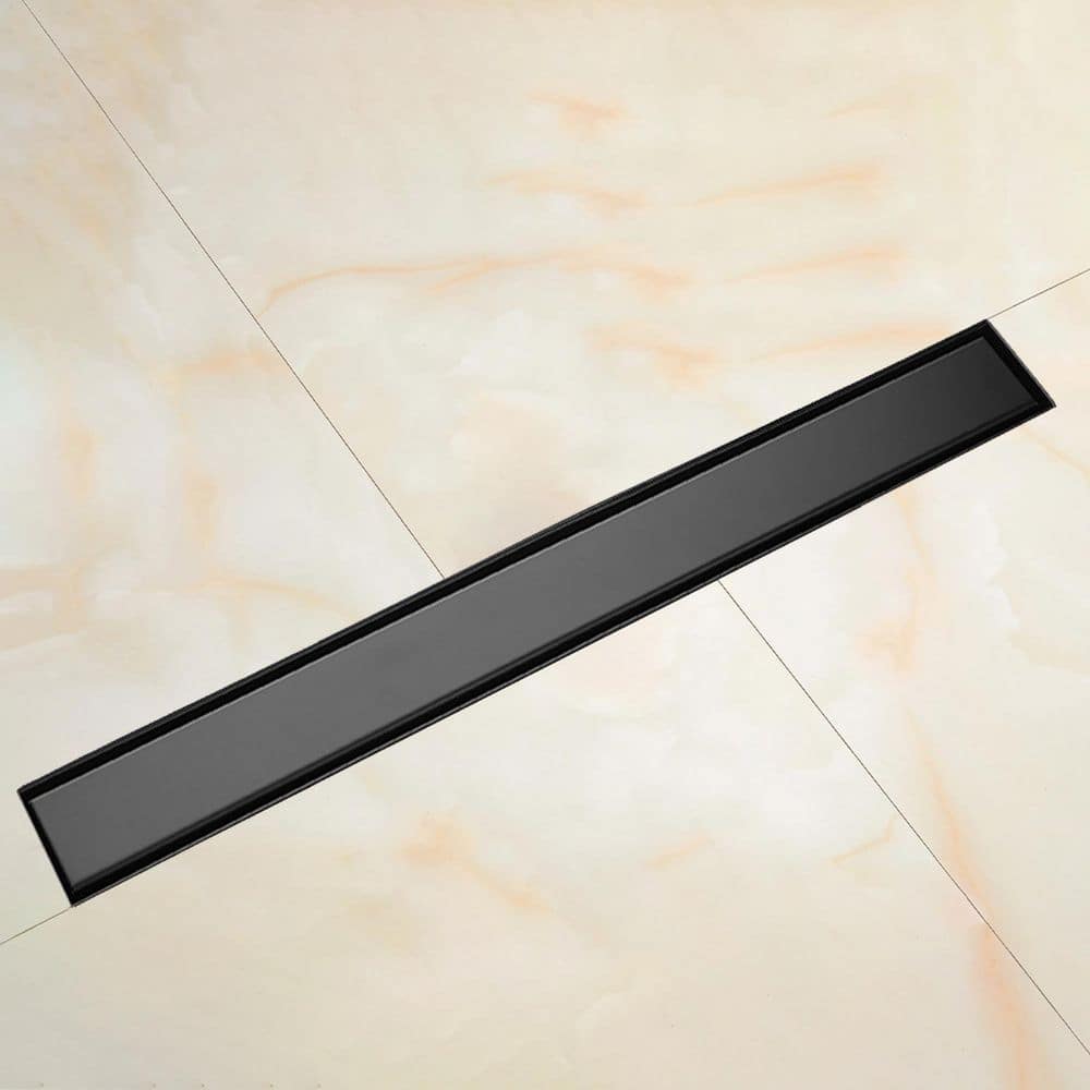 35.9 in. Linear Shower Drain with Leveling Feet and Flange in Matte Black price history on PriceWatchPro