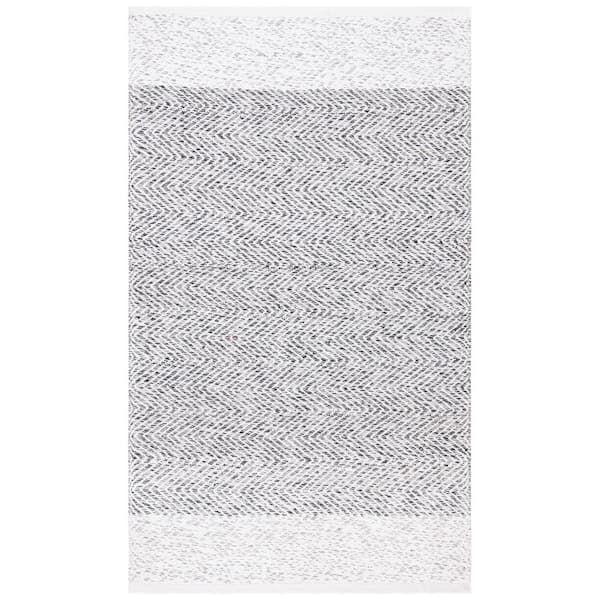 Nantucket 3 ft. x 5 ft. Ivory/Charcoal Herringbone Marle Area Rug