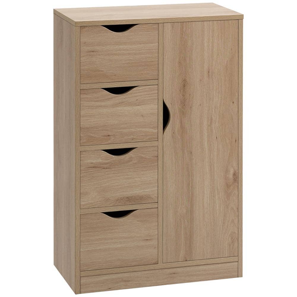 Elegant Oak Freestanding Cabinet with 4 Drawers for Living Room