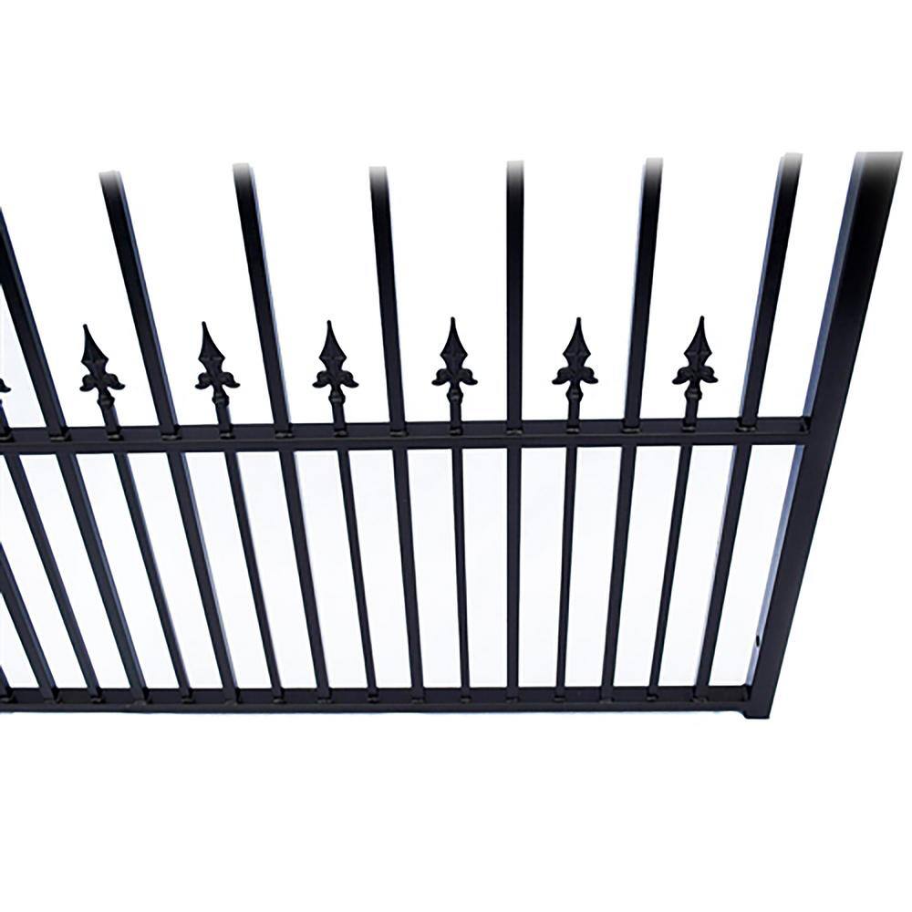 Prague Style Black Steel Driveway Gate with Pedestrian Gate