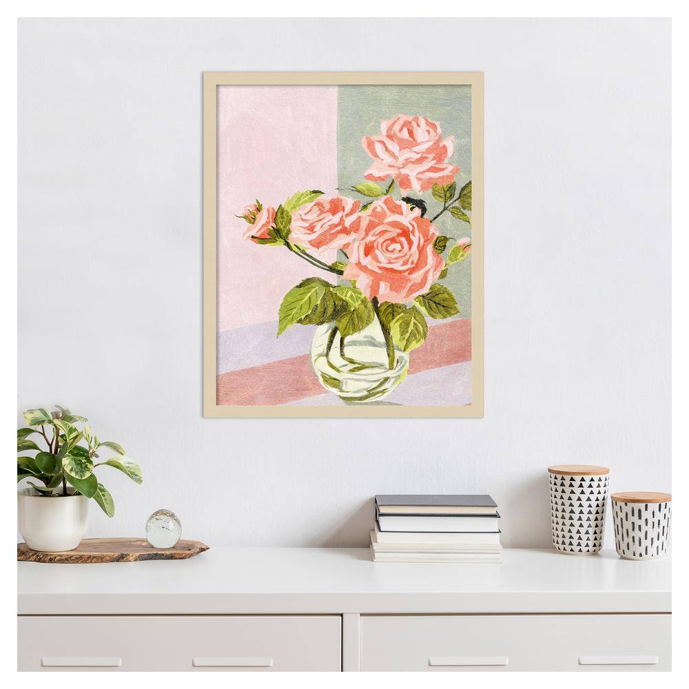 Douces Roses I Pink and Green Framed Wall Art Print