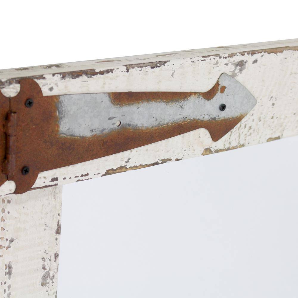 Distressed White Rustic Farmhouse 30" x 22" Wooden Wall Mirror