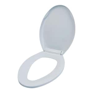 Elongated Plastic Toilet Seat With Slow Close - Easy Remove Adjustable Hinge, White