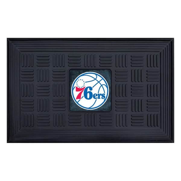 FANMATS NBA Philadelphia 76ers Black 19 in. x 30 in. Vinyl Door Mat