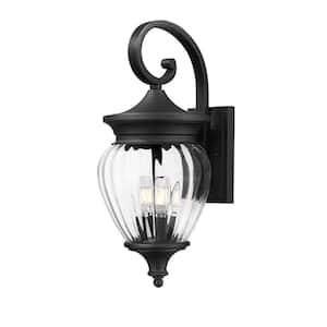 Davina 21.5 in. Black Outdoor Hardwired Wall Sconce with no bulbs included