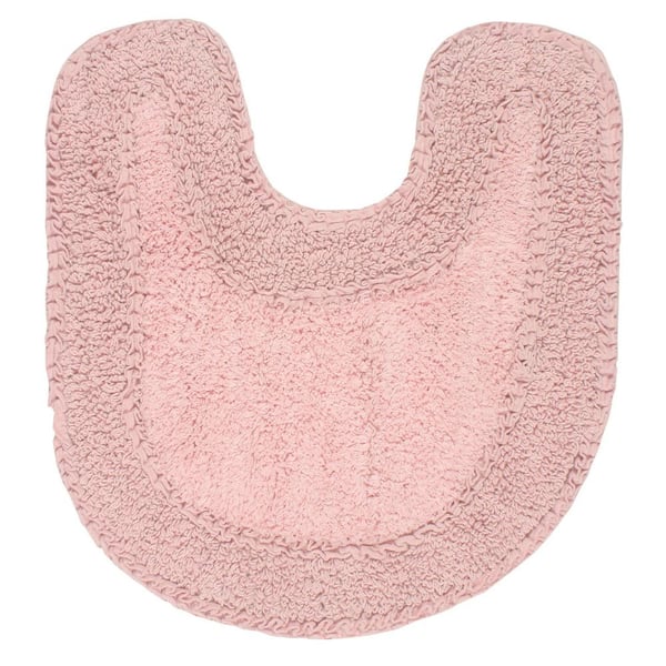 Double Ruffle Collection 100% Cotton Bath Rugs Set, 20x20 Contour, Pink