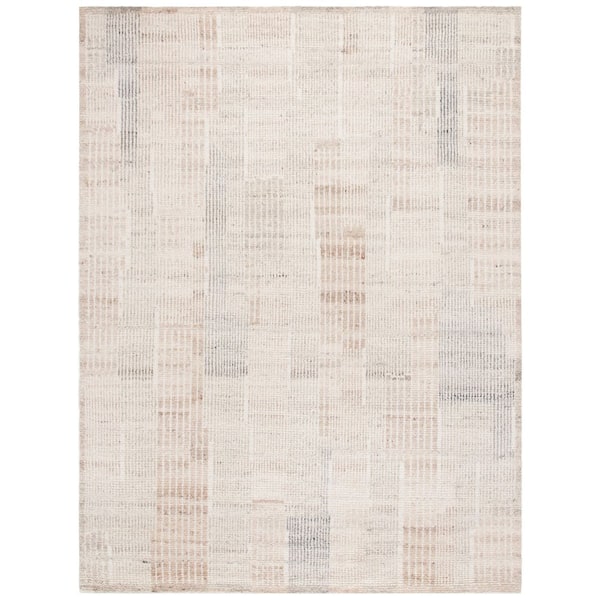 Manhattan 8 ft. x 10 ft. Beige/Ivory Distressed Striped Area Rug
