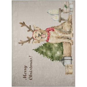 Cozy Winter Taupe 5 ft. x 7 ft. 6 in. Indoor/Outdoor Washable Area Rug