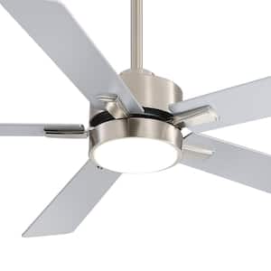 Walter 52 in. Indoor Satin Nickel Ceiling Fan with Adjustable White LED Light, 5-Reversible Blades and Remote Control
