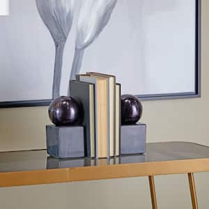 Black Marble Orb Bookends (Set of 2)