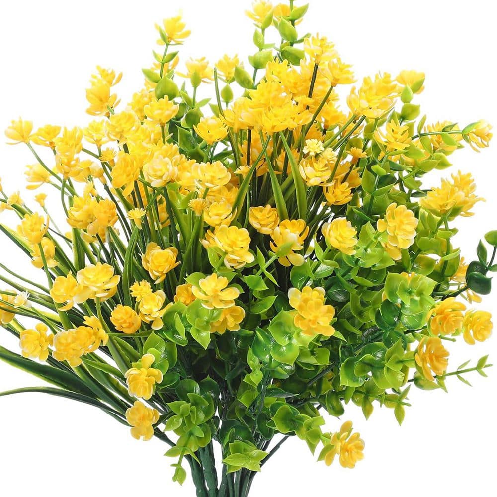 13 in. Yellow Outdoor Artificial Flowers UV Resistant 12 Bundles