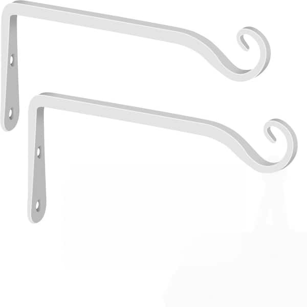 2 Pack White Metal Heavy Duty Plant Hanger Bracket,Hooks for Wall Indoor/Outdoor