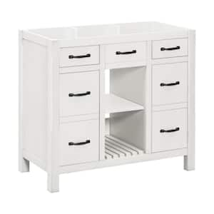 35.51 in. W x 17.87 in. D x 32.99 in. H Freestanding Bath Vanity Cabinet without Top in White