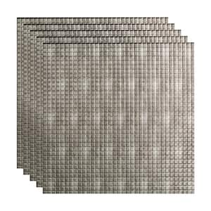 Square 2 ft. x 2 ft. Crosshatch Silver Lay-In Vinyl Ceiling Tile (20 sq. ft.)