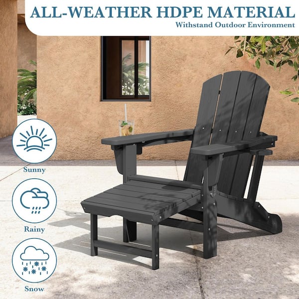 JEAREY 3-Level Adjustable Patio Folding Plastic Adirondack Chair