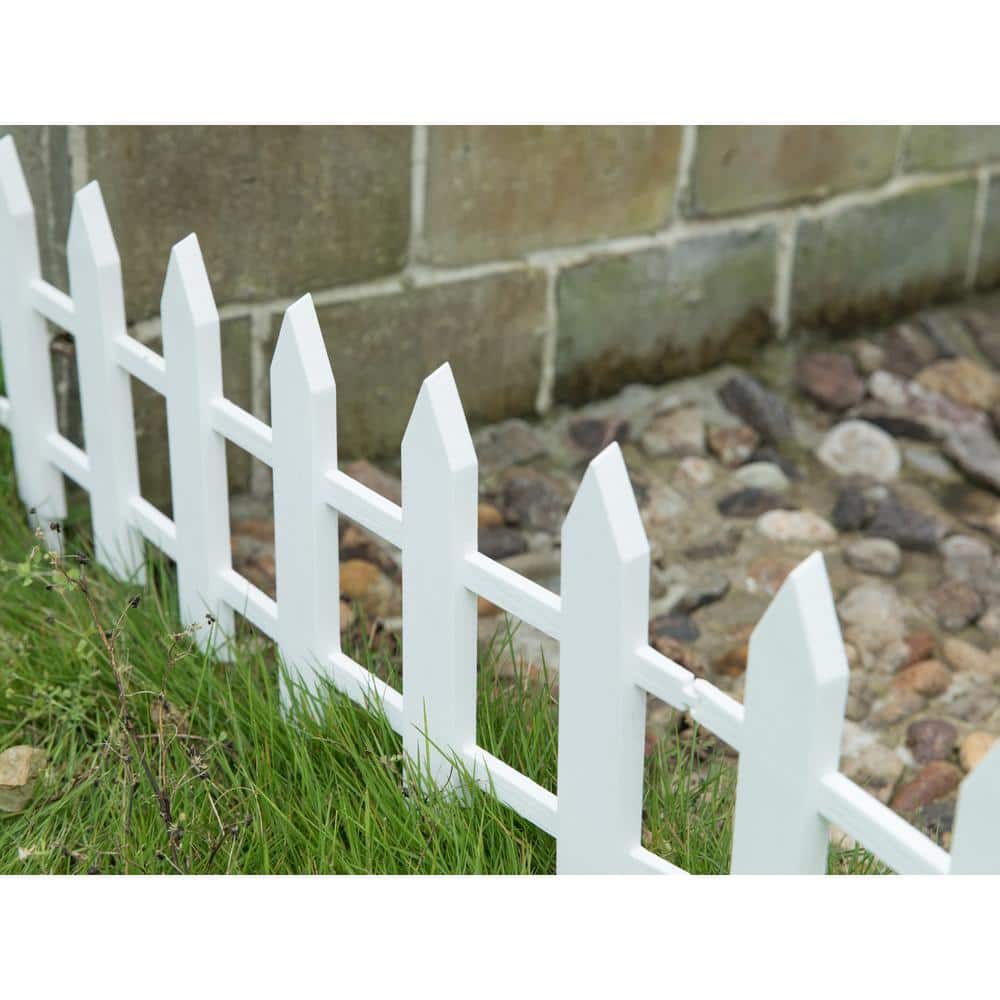 White Vinyl Garden Picket Fence Panel, 12 x 21.75 Inches