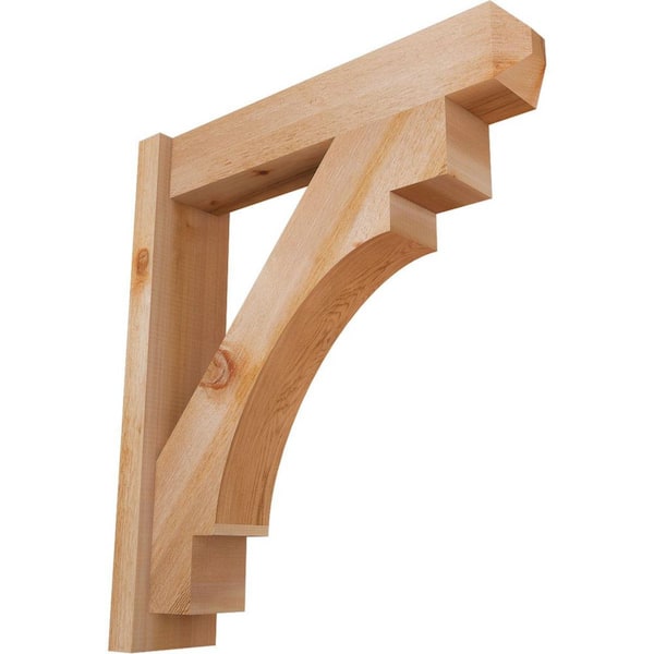 Ekena Millwork 6 in. x 30 in. x 26 in. Western Red Cedar Merced Craftsman Rough Sawn Outlooker