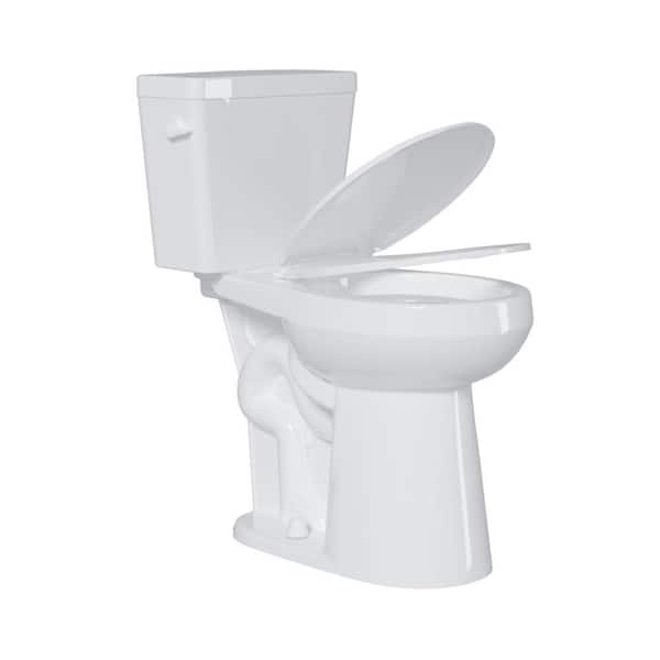 21 in. Two-Piece Round Extra Tall Toilet 1.28 GPF Single Flush White Soft Close Seat 12 in. Rough in