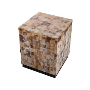 15 in. Brown and Black Square Wood End/Side Table with Wooden Frame