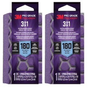 Pro Grade Precision 2.5 in x 4.5 in. x 1 in. Medium 180 Grit 3-in-1 Sanding Sponge (1-Pack)