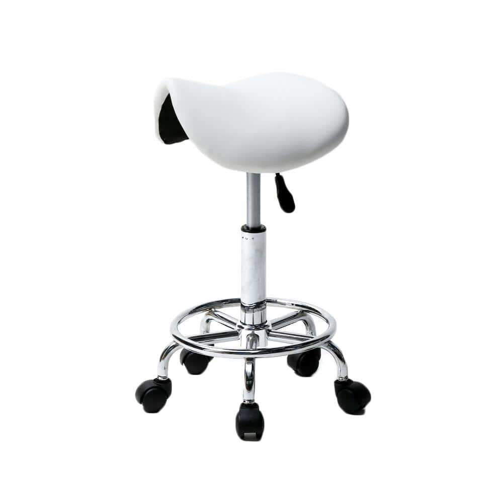 White PU Leather Seat Adjustable Salon Stool Hydraulic Saddle Rolling Chair price history on PriceWatchPro