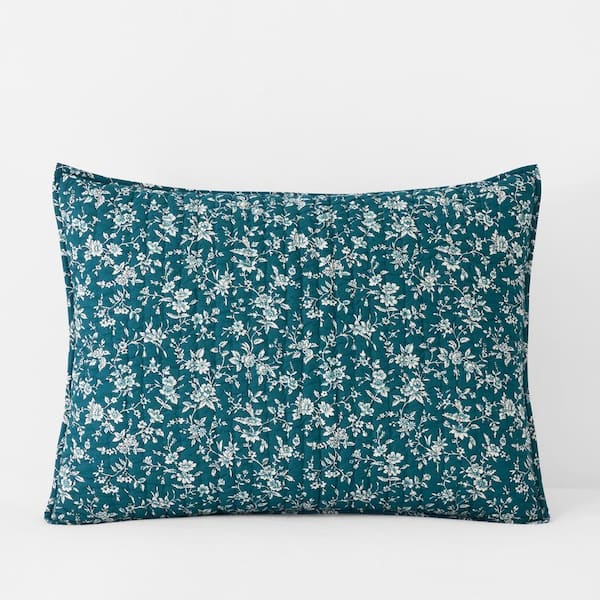The Company Store Company Cotton Blue Karoline Quilted Cotton Standard Sham