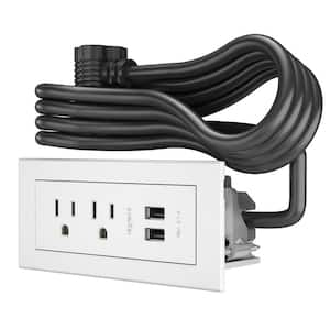 6 ft. Cord 15 Amp 2-Outlet and 2 Type A USB Radiant Furniture Power Strip in White