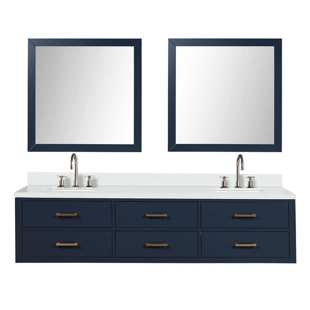 Sherman 80 in. W x 22 in. D Blue Double Bath Vanity with White Quartz Top, Faucet Set, and 36 in. Mirror price history on PriceWatchPro