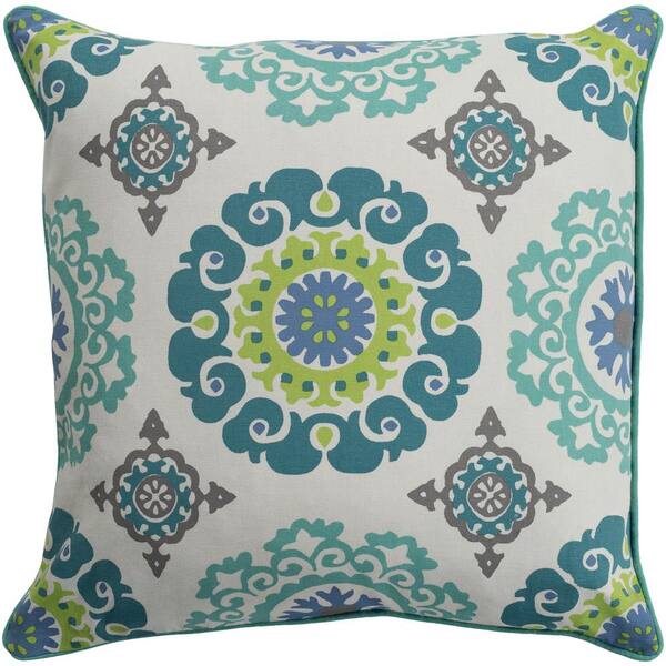 Livabliss Albaer Green Graphic Polyester 18 in. x 18 in. Throw Pillow
