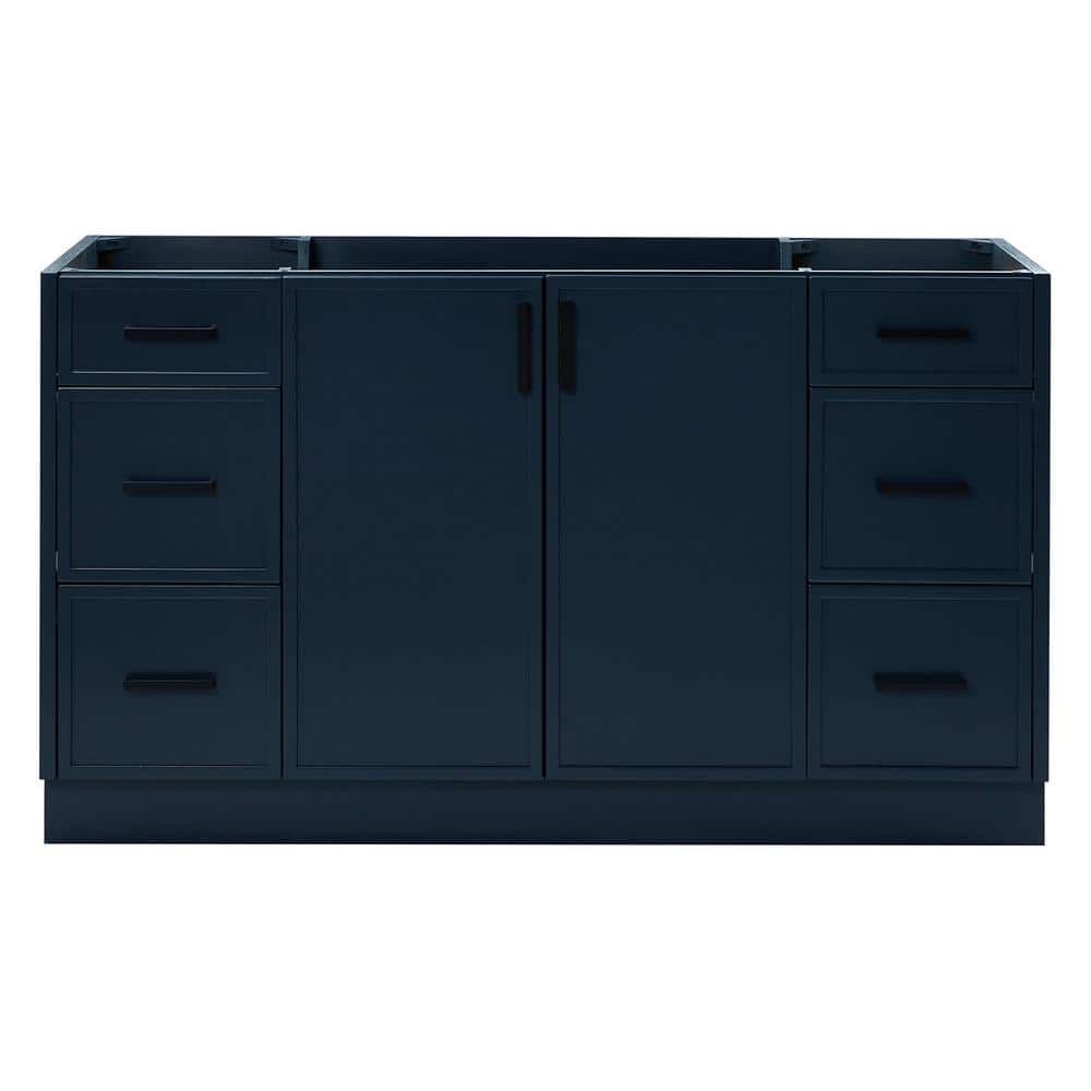 Midnight Blue Solid Wood 60" Freestanding Bathroom Vanity