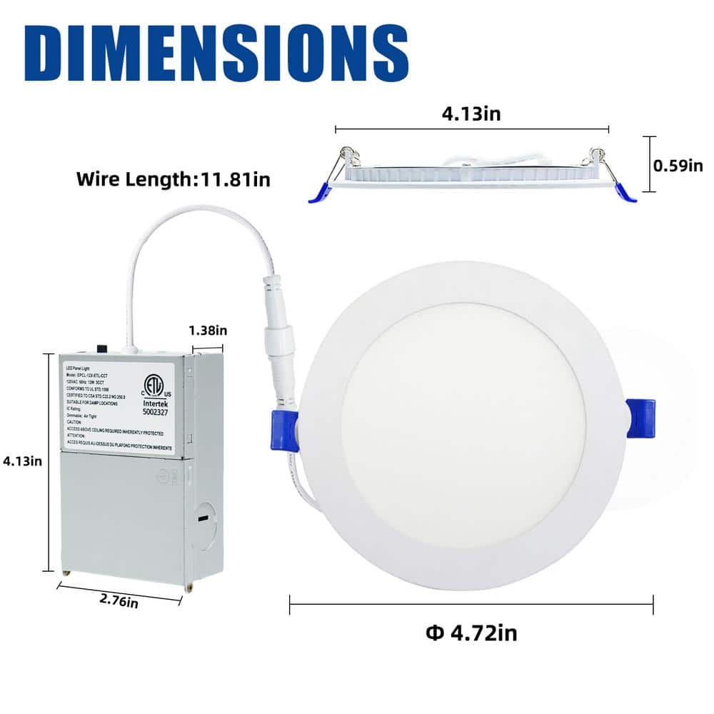 4-Inch White Aluminum Ultra Thin LED Recessed Downlight, 12 Pack