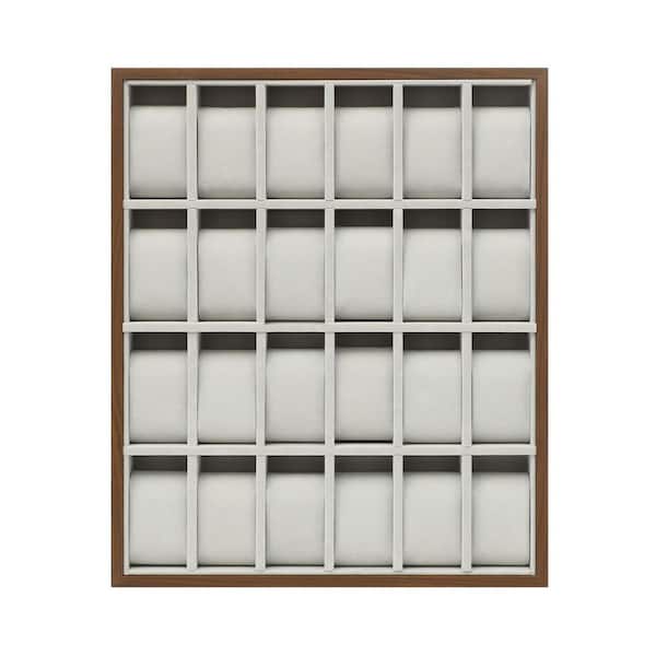 24 Slots Wooden Watch Display Tray Jewelry Box Organizer Storage