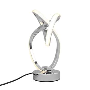 Swirl Butterfly 11 in. Chrome Modern Dimmable Integrated LED Table Lamp for Living Room