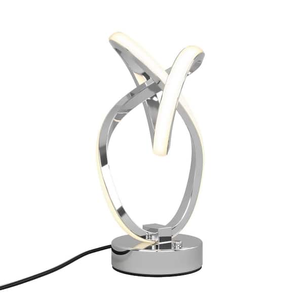 Artika Swirl Butterfly 11 in. Chrome Modern Dimmable Integrated LED Table Lamp for Living Room