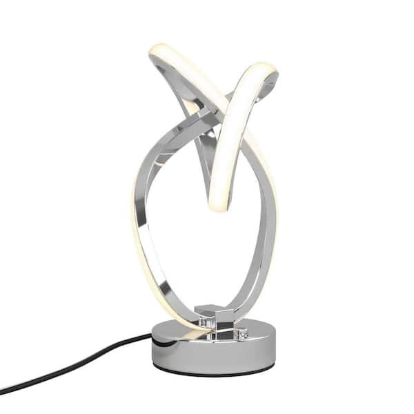 Swirl Butterfly 11 in. Chrome Modern Dimmable Integrated LED Table Lamp for Living Room
