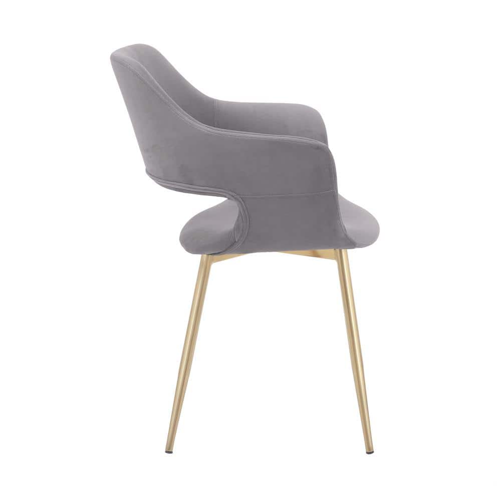 Gigi Gray Velvet Arm Chair with Gold Metal Legs