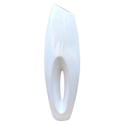12 in. W x 9.8 in. D x 40.5 in. H Magnesium Oxide Modern White Large Decorative Floor Vase